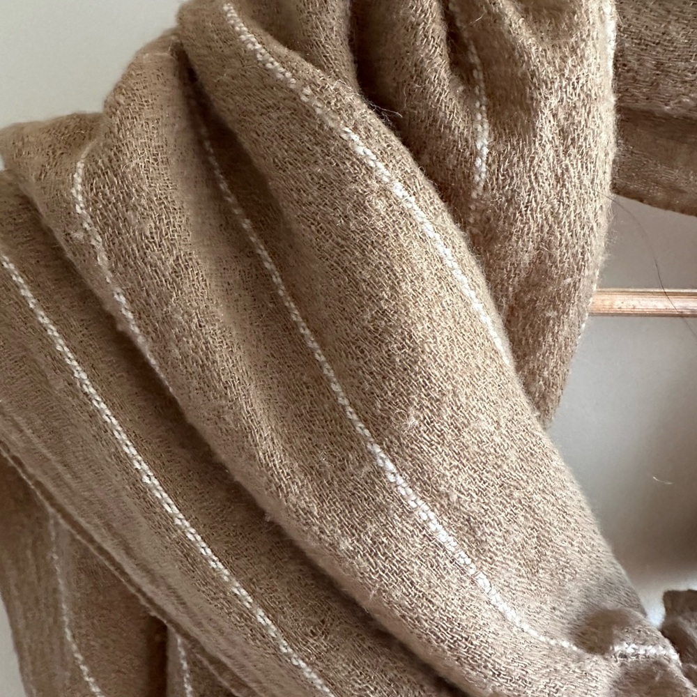 Neutral, earthy, striped scarf in Oatmeal